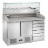 BANCO PIZZA INOX P.70 2 ANTE+CASSETTIERA 142X70 H103 -Vendite Arrigoni banco pizza inox profondita cm70 2 ante cassettiera