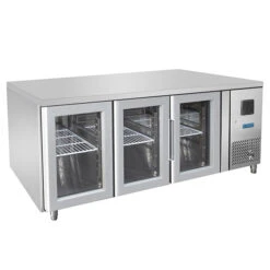TAVOLO REFRIGERATO PROFESSIONALE GN1/1 3 ANTE VETRO 0/+8°