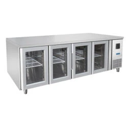 TAVOLO REFRIGERATO PROFESSIONALE GN1/1 4 ANTE VETRO 0/+8°