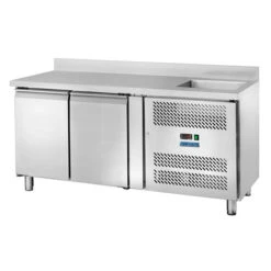 TAVOLO REFRIGERATO PROFESSIONALE GN1/1 CON VASCA 2 ANTE -2/+8° + ALZATINA