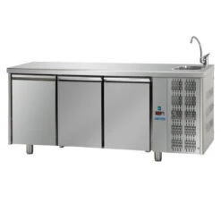 TAVOLO REFRIGERATO PROFESSIONALE INOX 3 ANTE 0/+10° CON VASCA