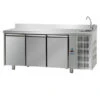TAVOLO REFRIGERATO PROFESSIONALE INOX 3 ANTE 0/+10° CON VASCA + ALZATINA -Vendite Arrigoni tavolo refrigerato inox 3 ante 010 con vasca alzatina