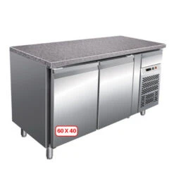 TAVOLO REFRIGERATO PROFESSIONALE PIANO GRANITO 2 ANTE +2/+8°